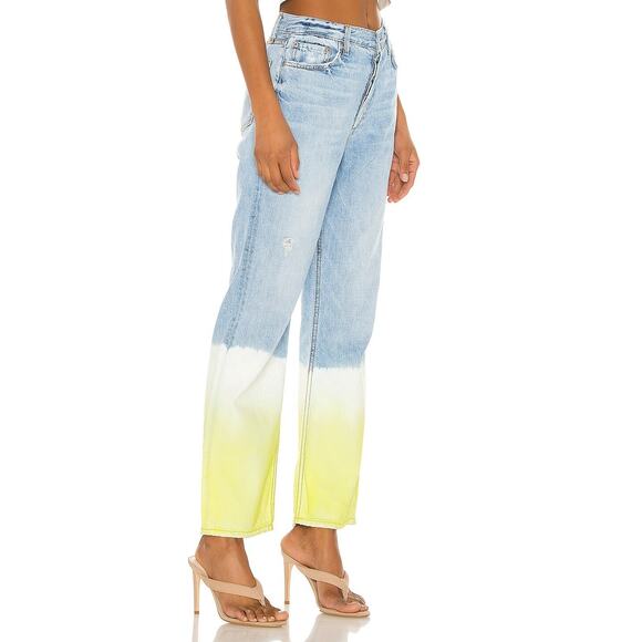 GRLFRND Emily straight leg high waist cropped jeans in Yellow Horizon Sz 30 NEW - Picture 4 of 12